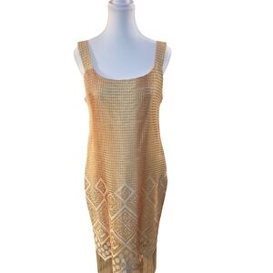 Vintage Lori Weidner Gold Fringe Dress | Made in Canada | Boho Glam